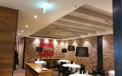 Restaurant chez Philippe, mise en place d’isolant et de toile acoustique Orma Sound.